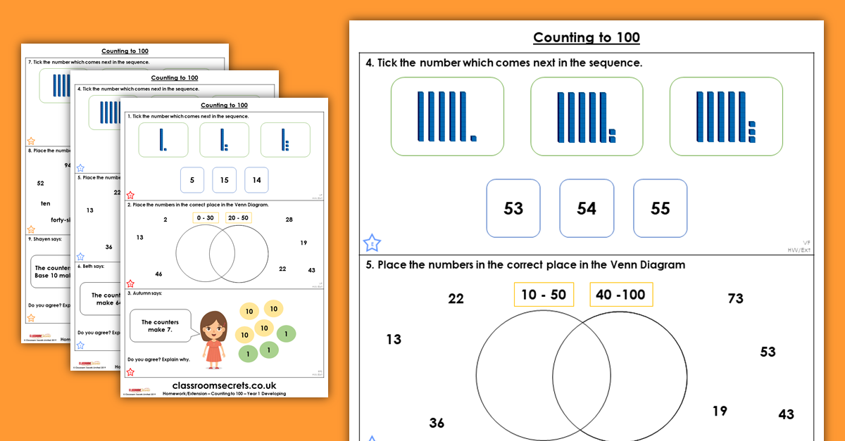 Free Counting to 100 Homework Extension Homework