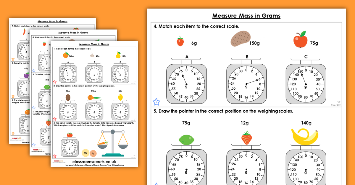 Measure Mass in Grams Homework
