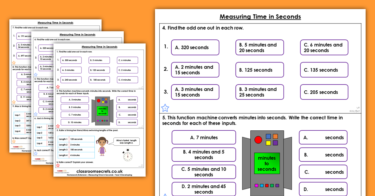 Measuring Time in Seconds Homework