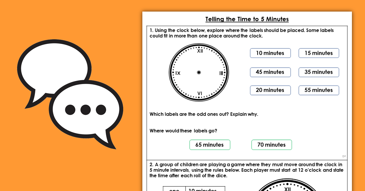 telling the time to 5 minutes problem solving