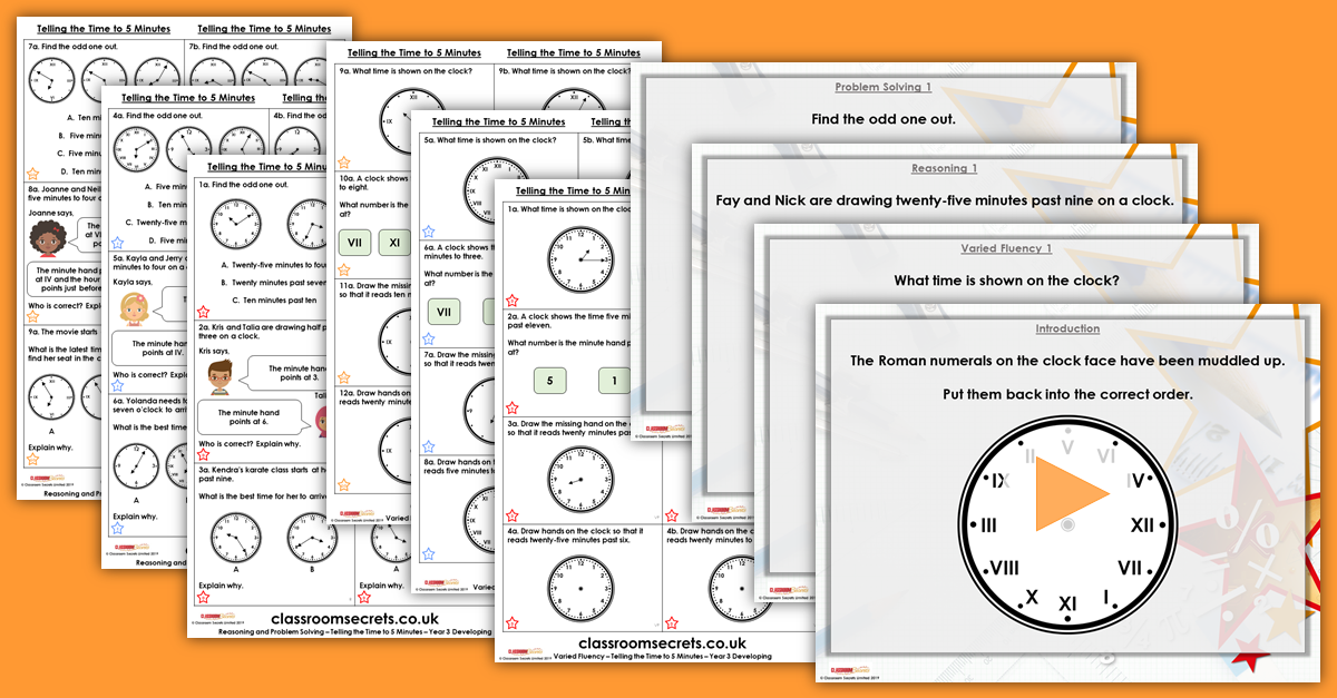 Telling the Time to 5 Minutes Year 3 Resources