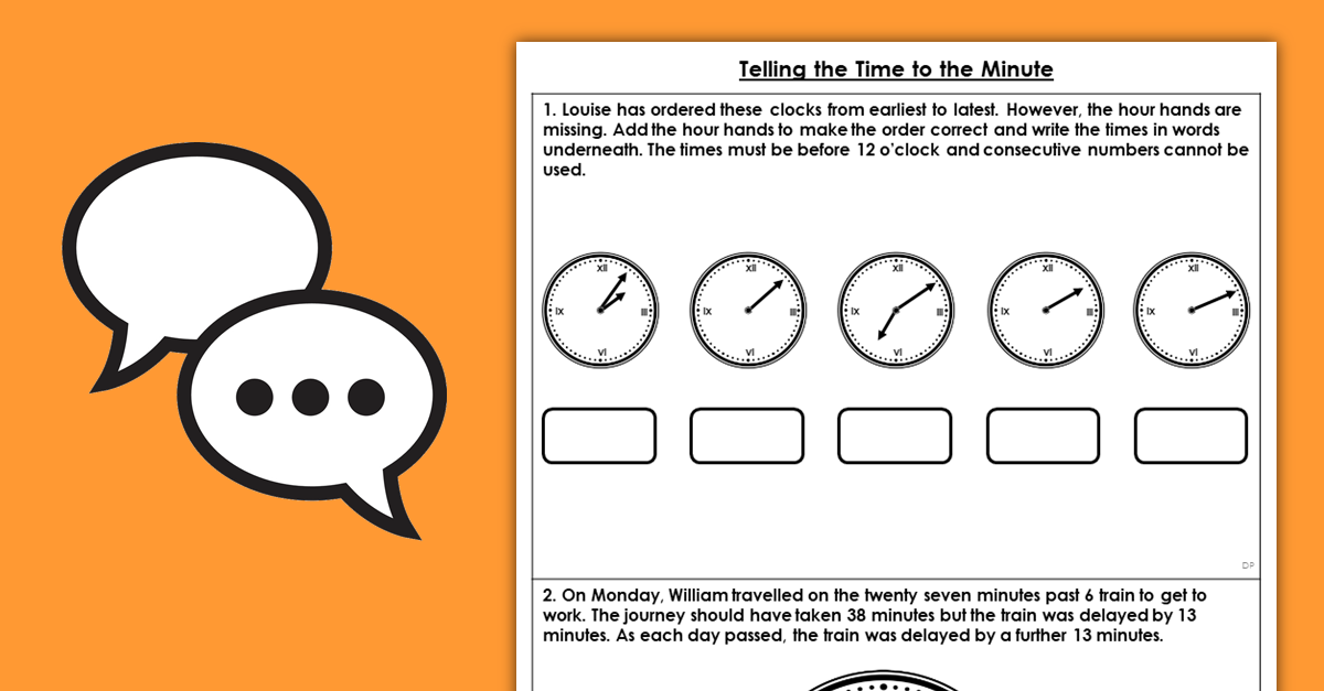 Year 3 Telling the Time to the Minute Resources