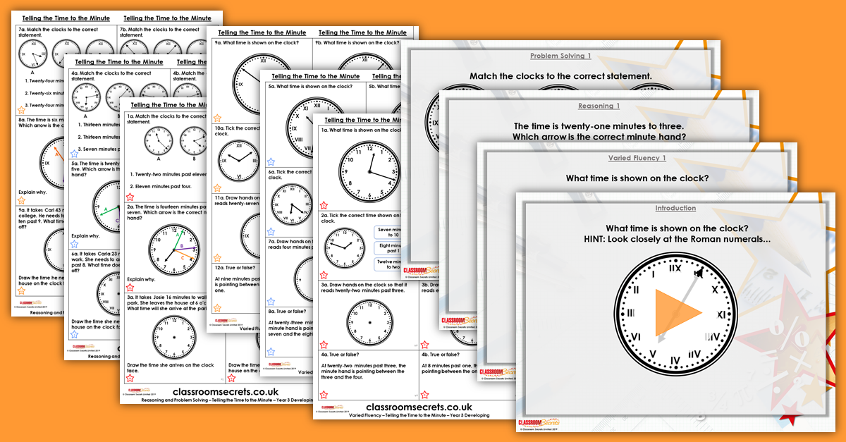 Telling the Time to the Minute Year 3 Resources