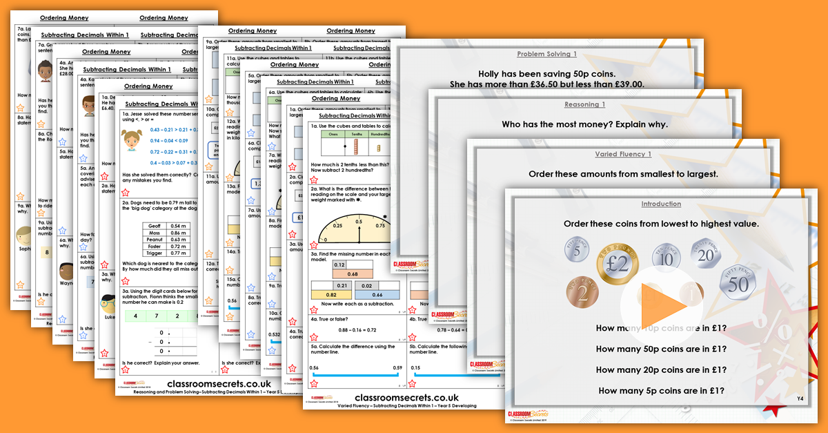 Mixed Age Year 4 and 5 Money, Decimals and Percentages Step 2 Resources