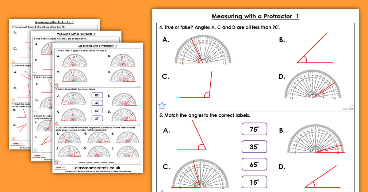 Measuring with a Protractor 1 Homework