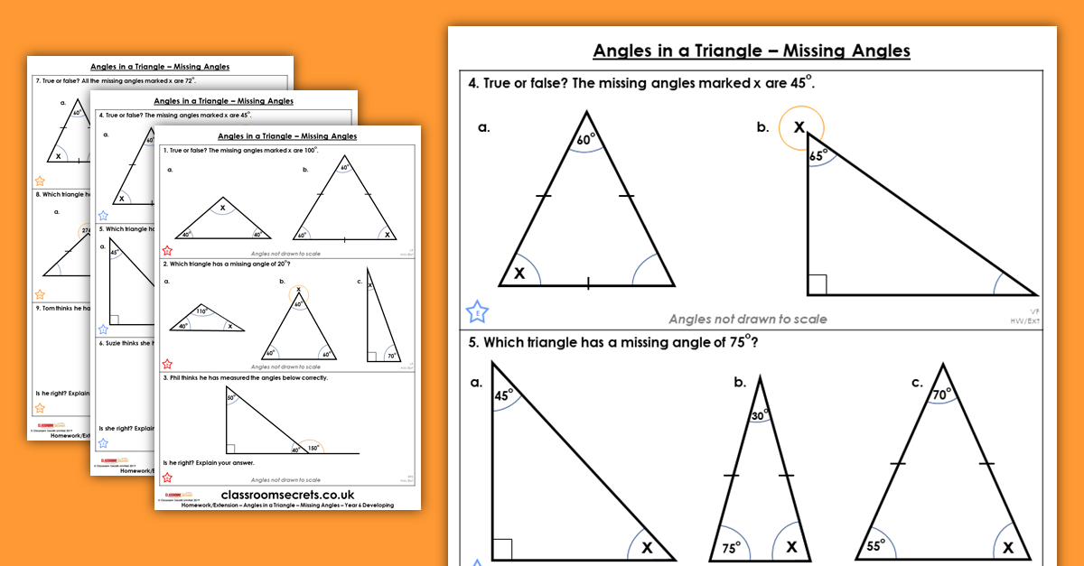 Angles in a Triangle – Missing Angles Homework