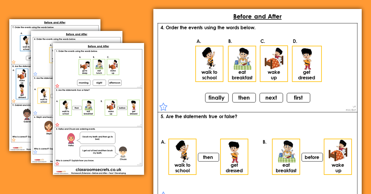 Before and After Year 1 Homework Extension