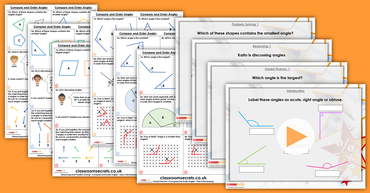 Compare and Order Angles Year 4 Resources
