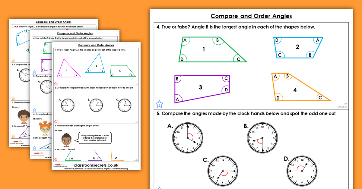 Compare and Order Angles Homework