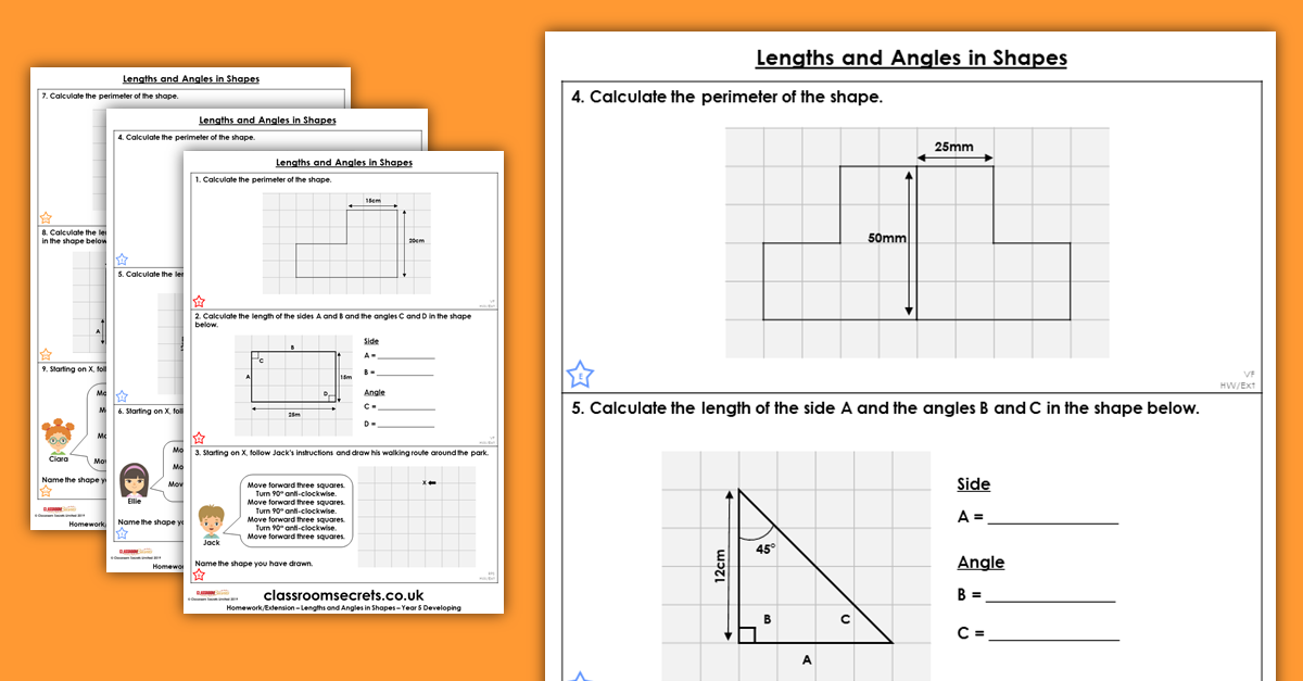 Lengths and Angles in Shapes Homework