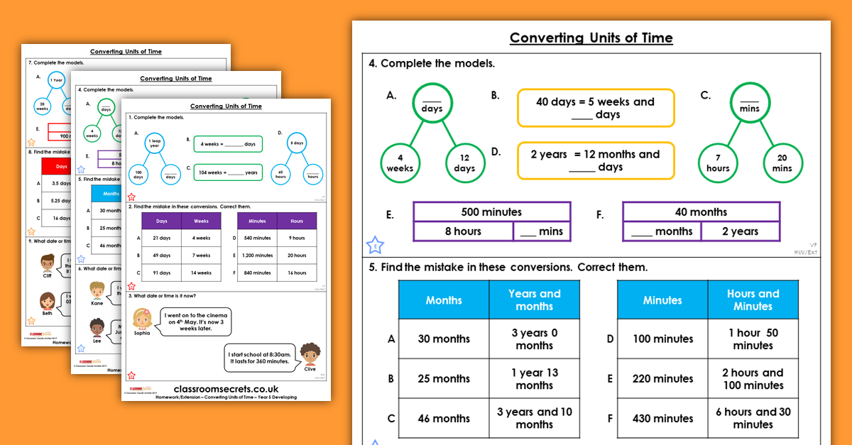 Converting Units of Time Homework