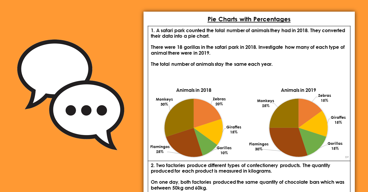 pie charts with percentages year 6 statistics discussion problems classroom secrets