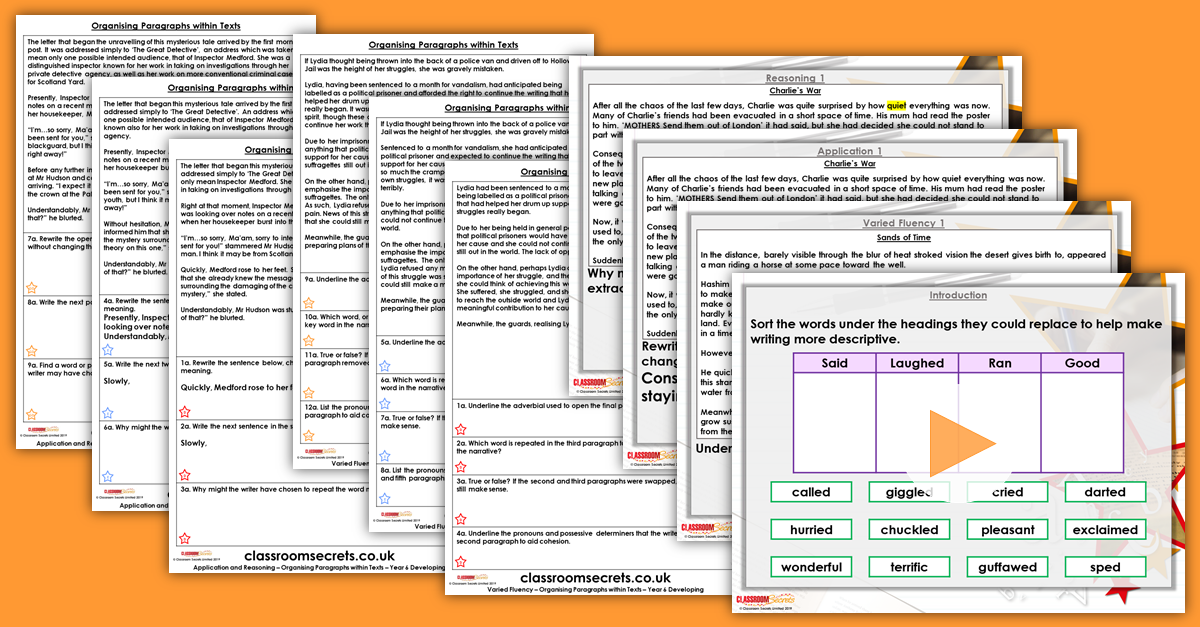 Organising Paragraphs within Texts Year 6 Resource Pack