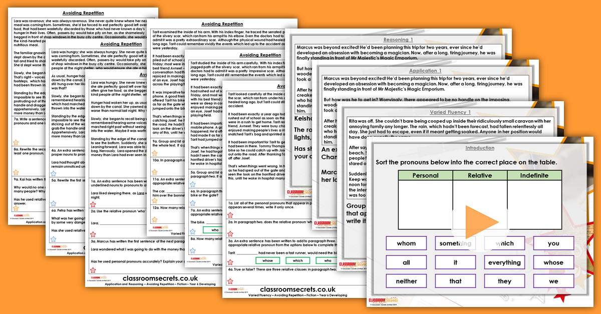 Avoiding Repetition - Fiction Year 6 Resource Pack
