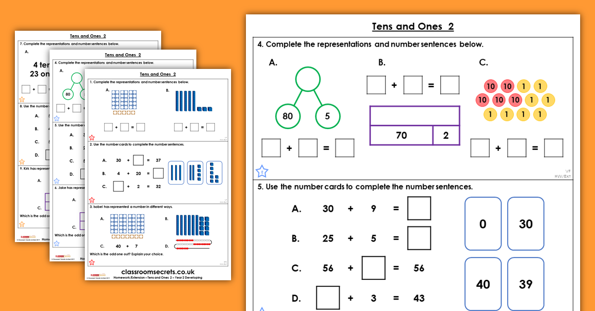 tens and ones homework year 2