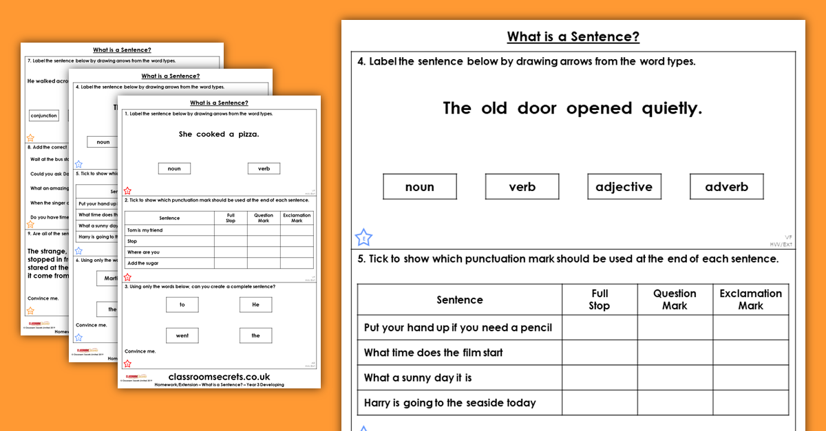 Year 3 What is a Sentence? Homework
