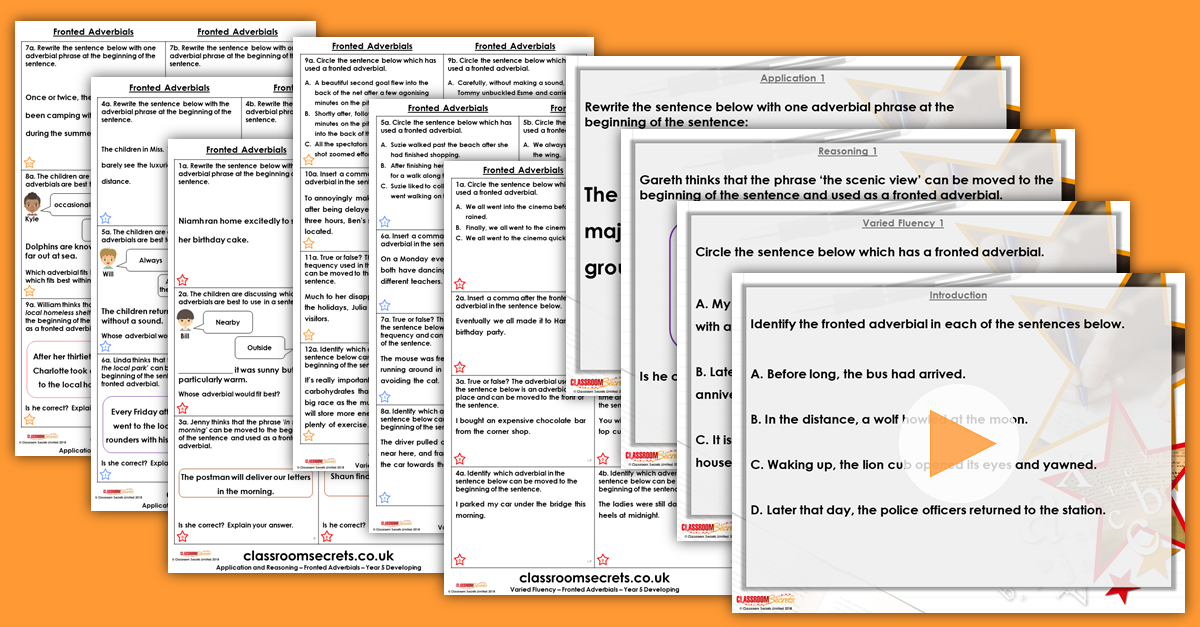 Fronted Adverbials Year 5 Resources