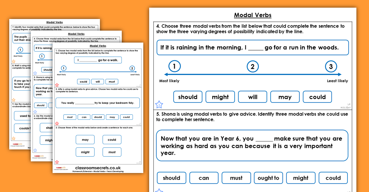 year 6 modal verbs homework extension ready to write classroom secrets