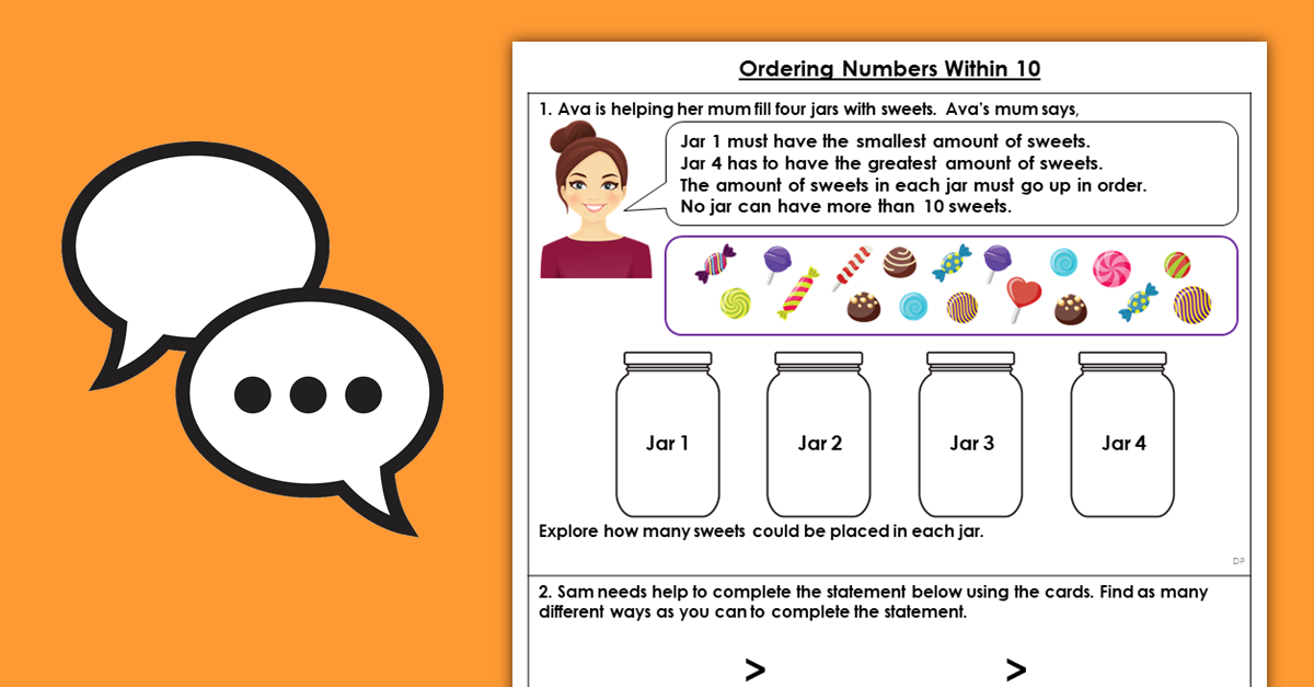 Year 1 Ordering Numbers Within 10 Discussion Problems