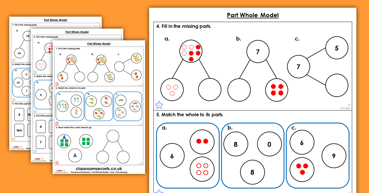 part whole model problem solving year 1