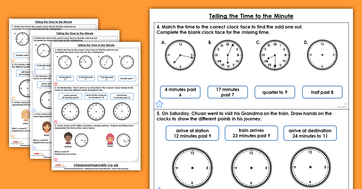 Telling the Time to the Minute Homework