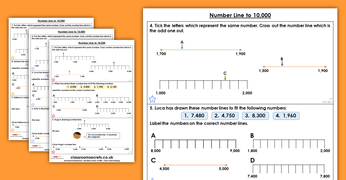 number-line-to-10-000-homework-extension-year-4-place-value-classroom-secrets-classroom-secrets