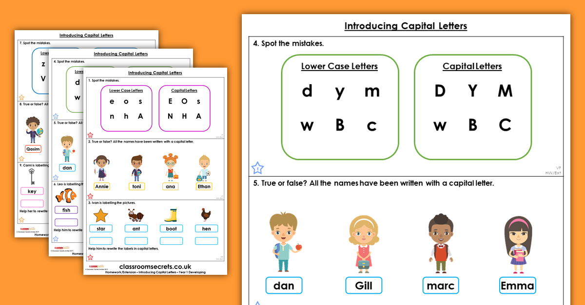 Year 1 Introducing Capital Letters Homework