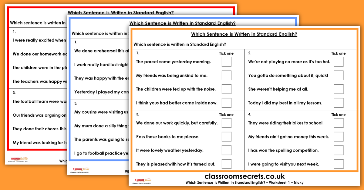 Which Sentence is Written in Standard English? KS2 SATs GPS Test Practice