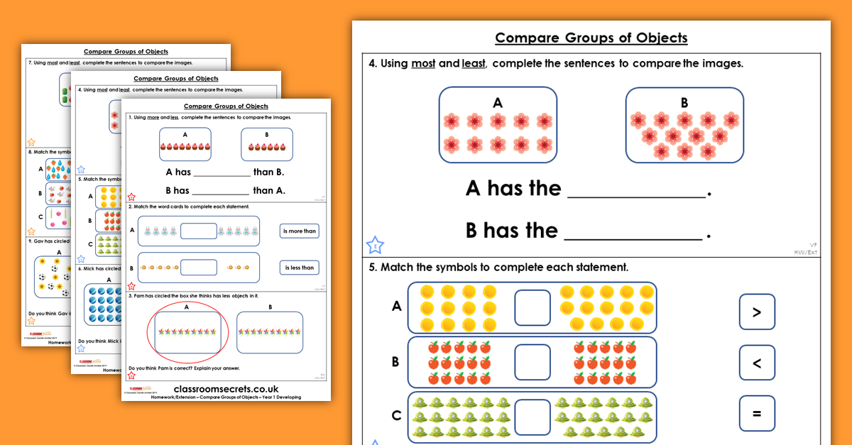 Compare Groups of Objects Homework