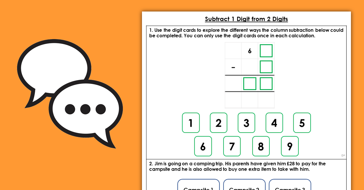 Year 2 Subtract 1-Digit from 2-Digits Discussion Problems