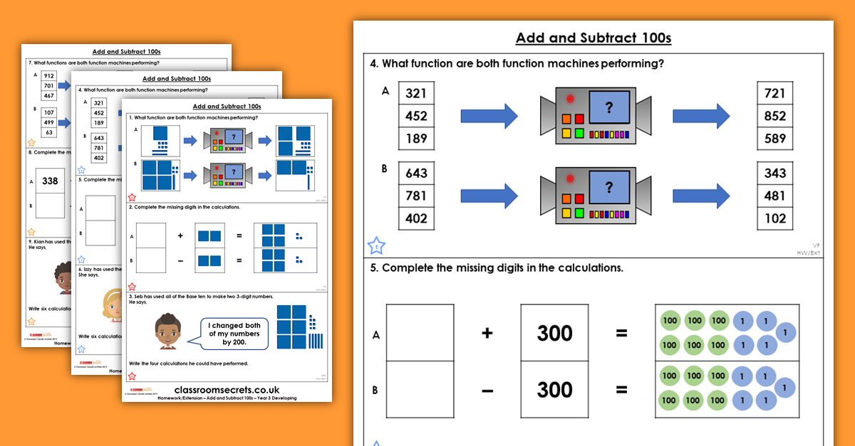 Add and Subtract 100s Homework