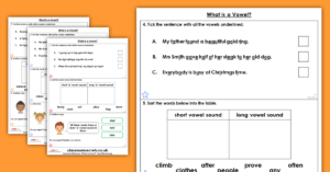 Free Year 3 What is a Vowel? Homework