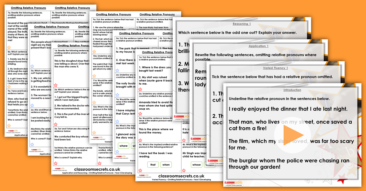 Omitting Relative Pronouns Year 5 Resources