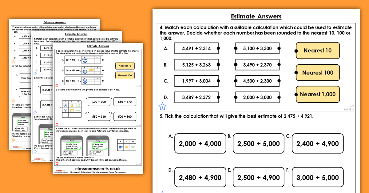 Estimate Answers Homework