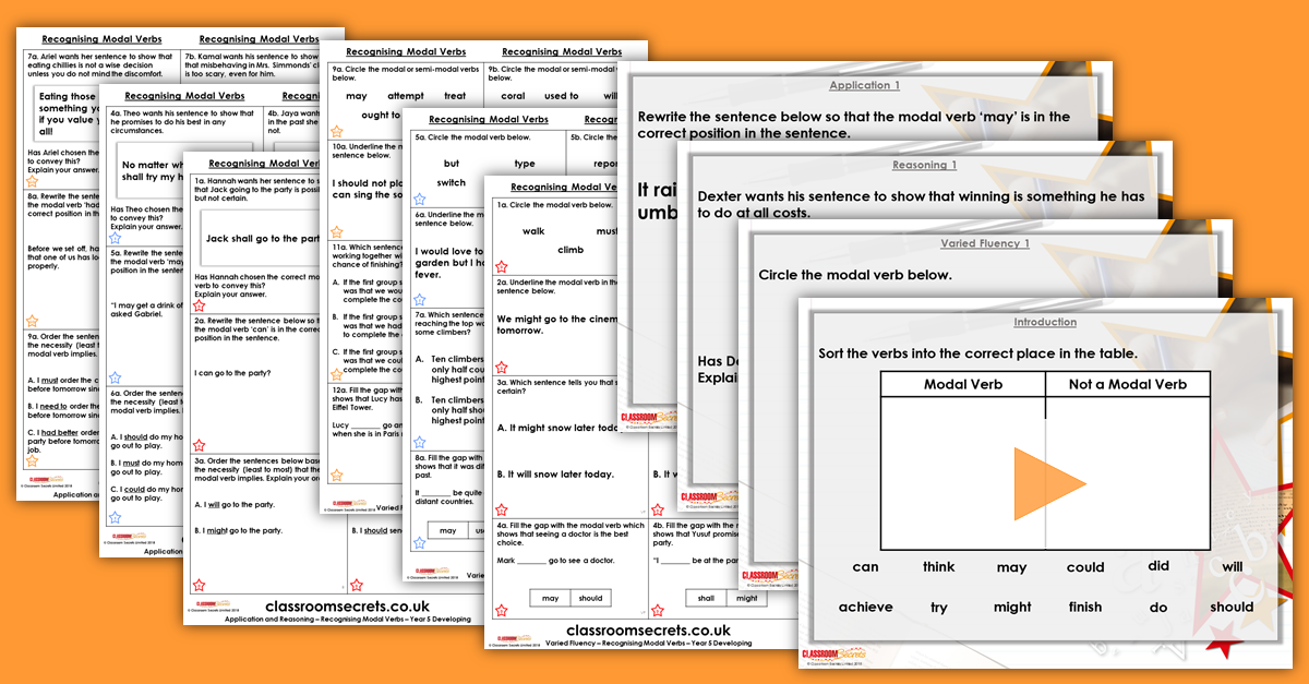 Recognising Modal Verbs Year 5 Modal Verbs Free Resource Pack Classroom Secrets