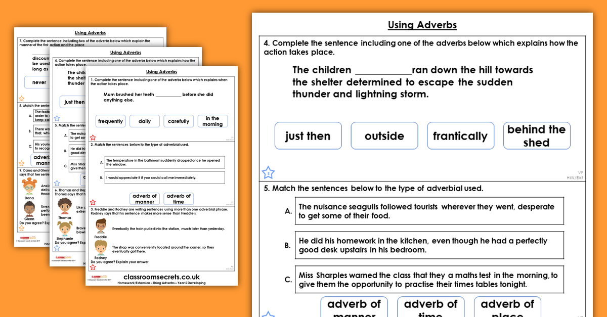 Year 5 Using Adverbs Homework