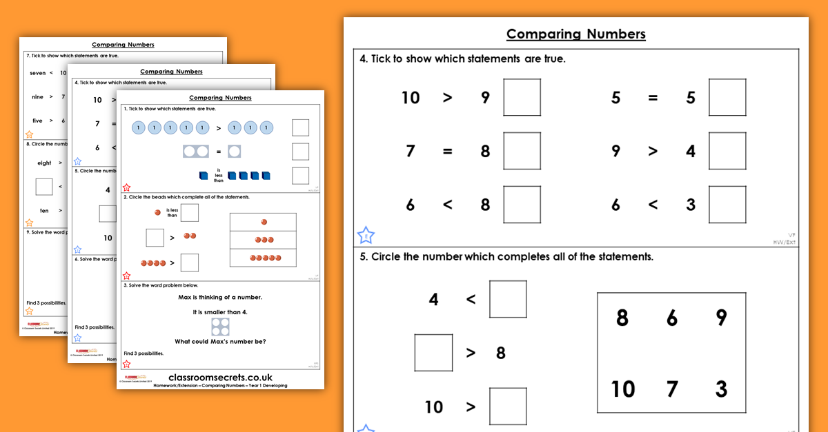 Comparing Numbers Homework