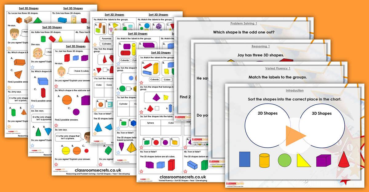Sort 3D Shapes Year 1 Resources