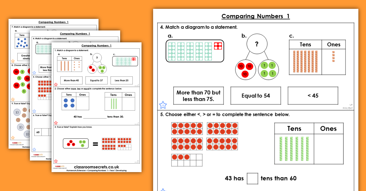Comparing Numbers 1 Homework