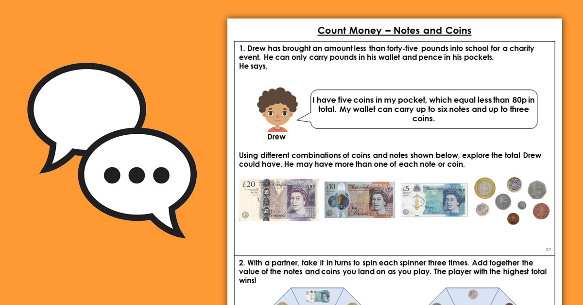 Year 2 Count Money - Notes and Coins Discussion Problems