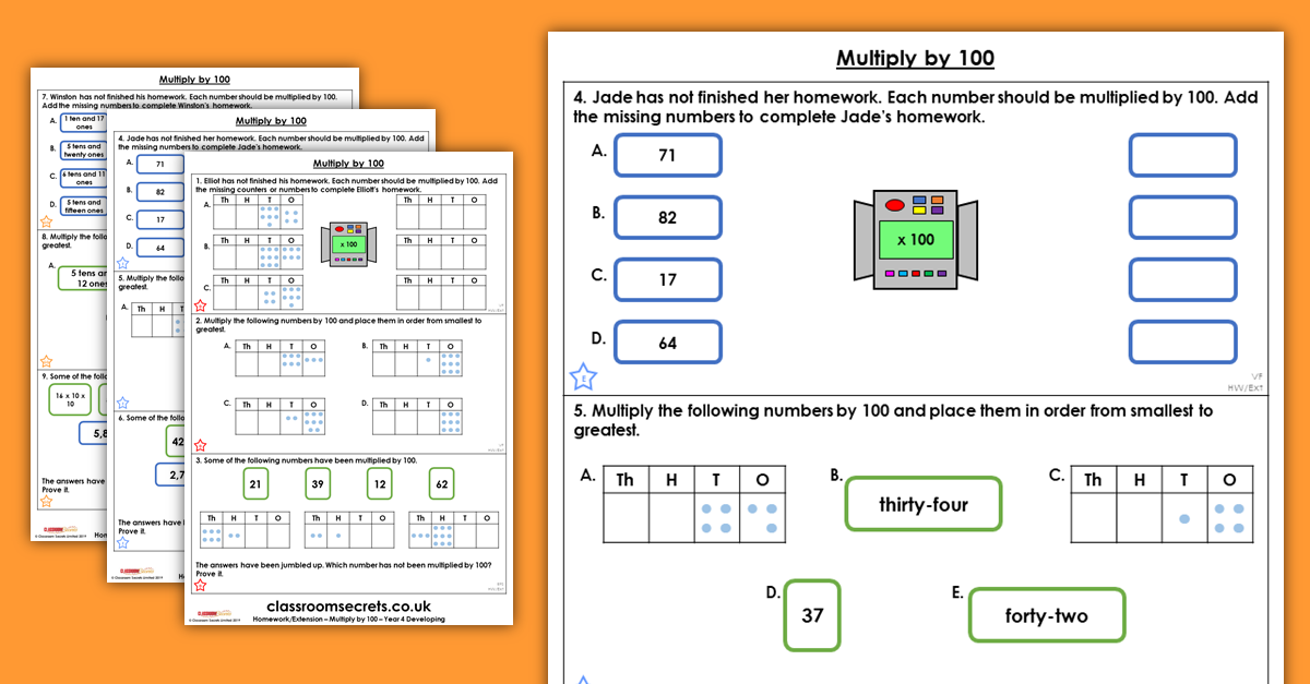 Multiply by 100 Homework Homework