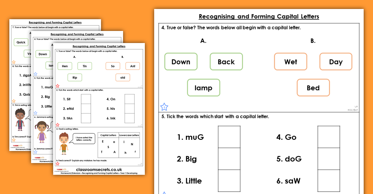 Free Year 1 Recognising and Forming Capital Letters Homework