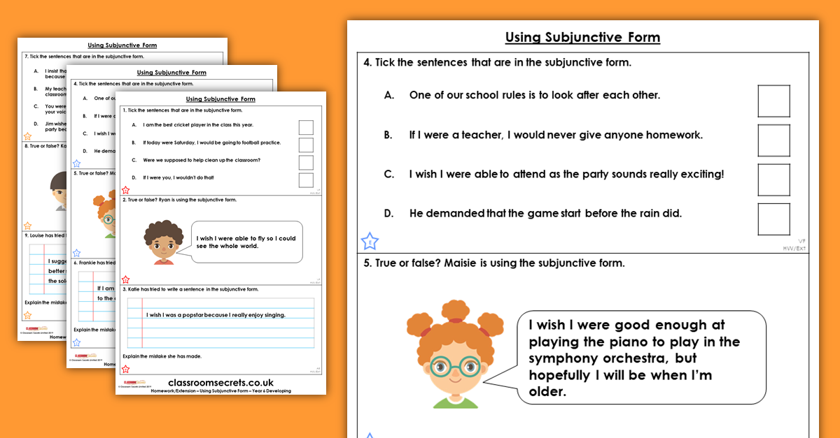 Year 6 Using Subjunctive Form Homework