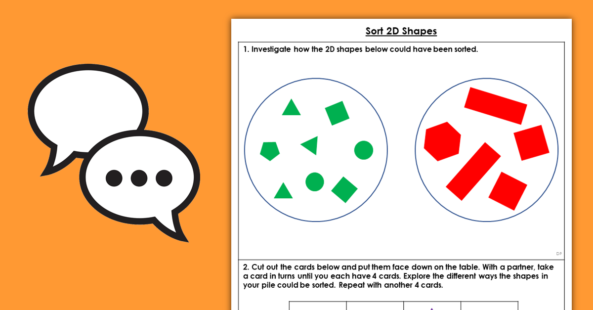 Year 1 Sort 2D Shapes Discussion Problems