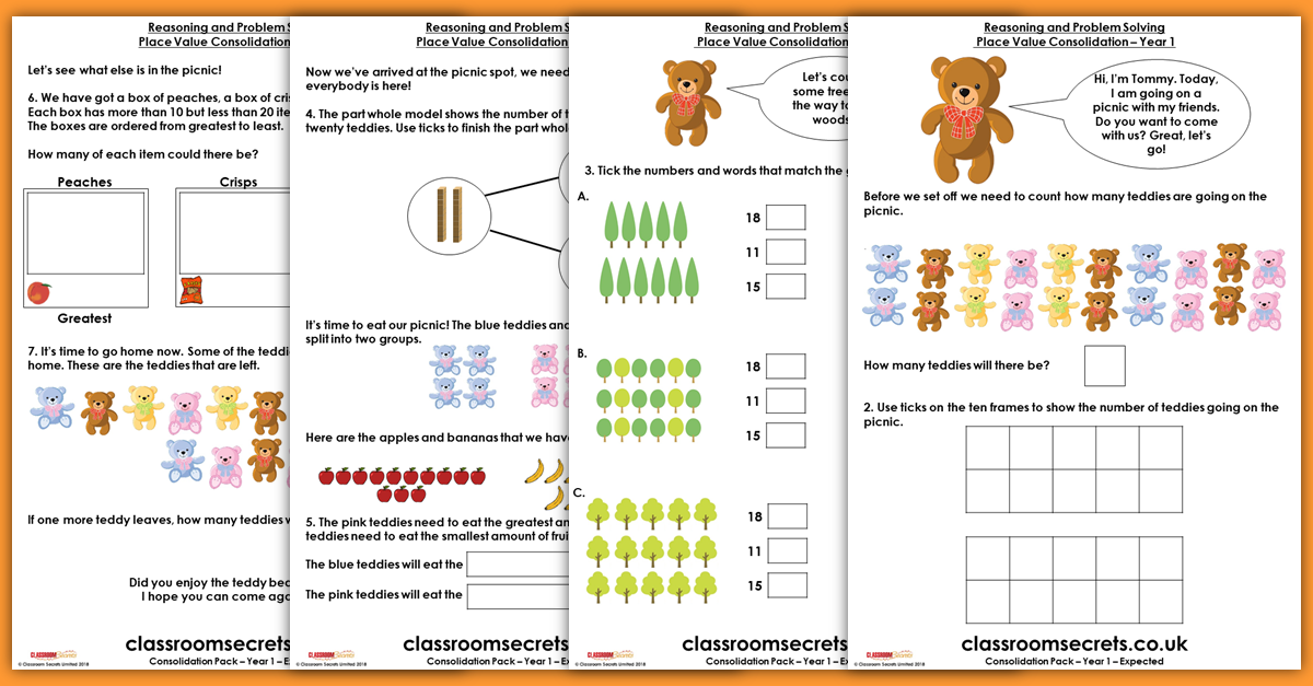 Place Value Consolidation Year 1 Autumn Block 4 Resources