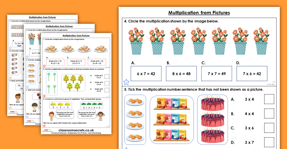 Multiplication from Pictures Homework