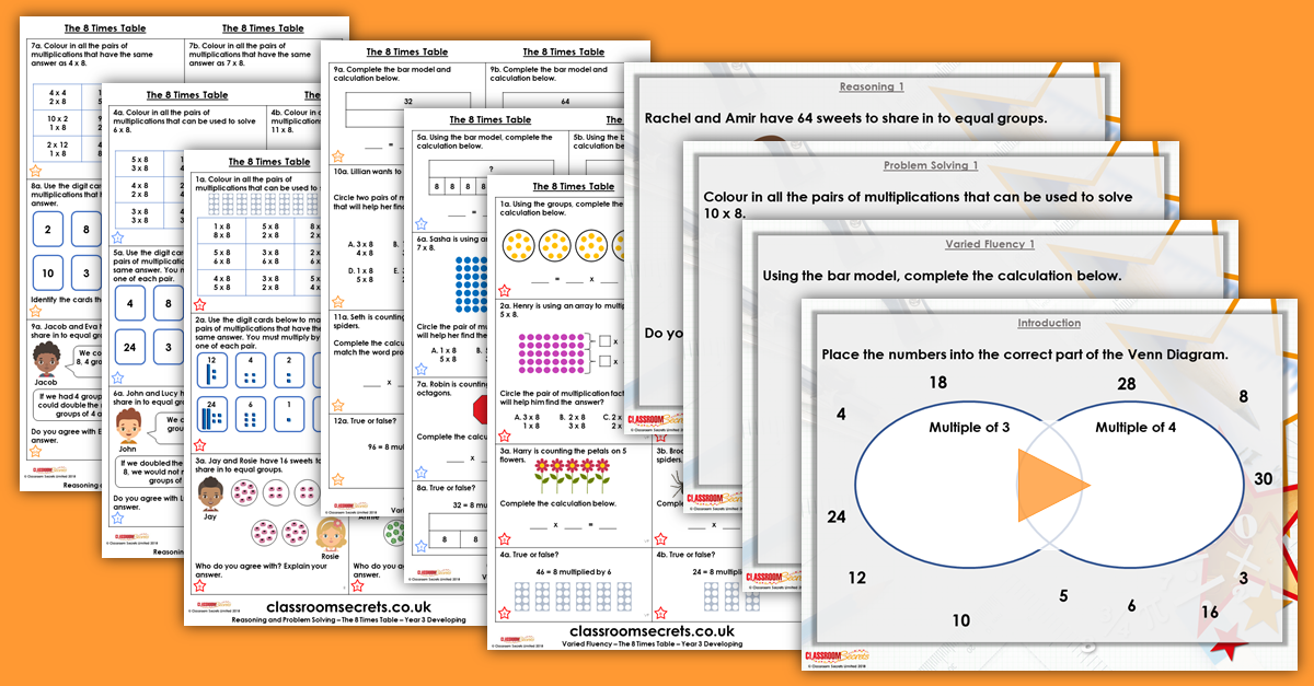 The 8 Times Table Year 3 Multiplication and Division Resource Pack