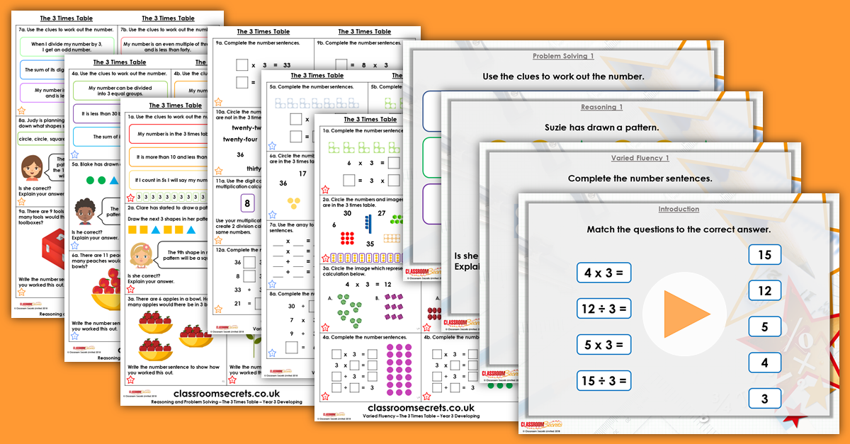The 3 Times Table Year 3 Multiplication And Division Resource Pack Classroom Secrets