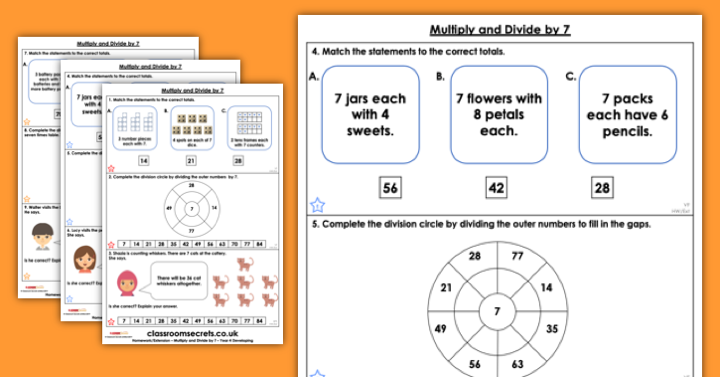 Multiply and Divide by 7 Homework Homework