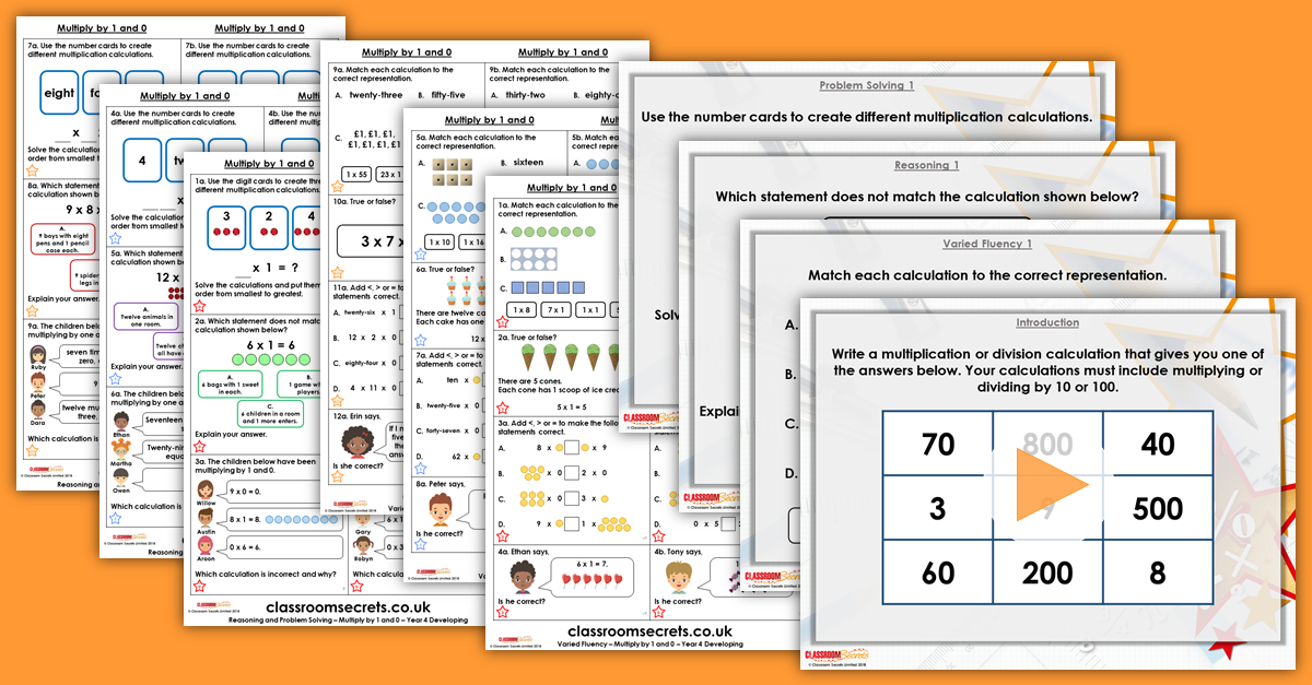 Multiply by 1 and 0 Year 4 Multiplication and Division Resource Pack